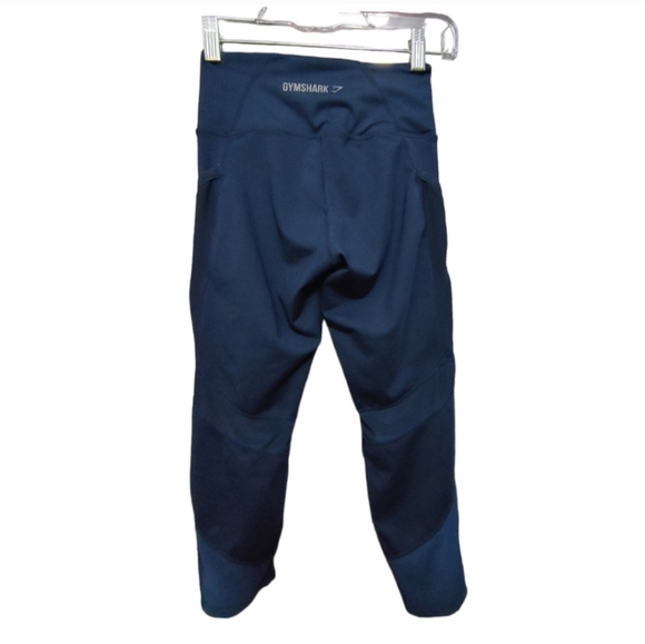 Gymshark Navy Blue Sleek Sculpting Cropped Mesh Cutout Leggings Women's Size XS - Picture 3 of 8